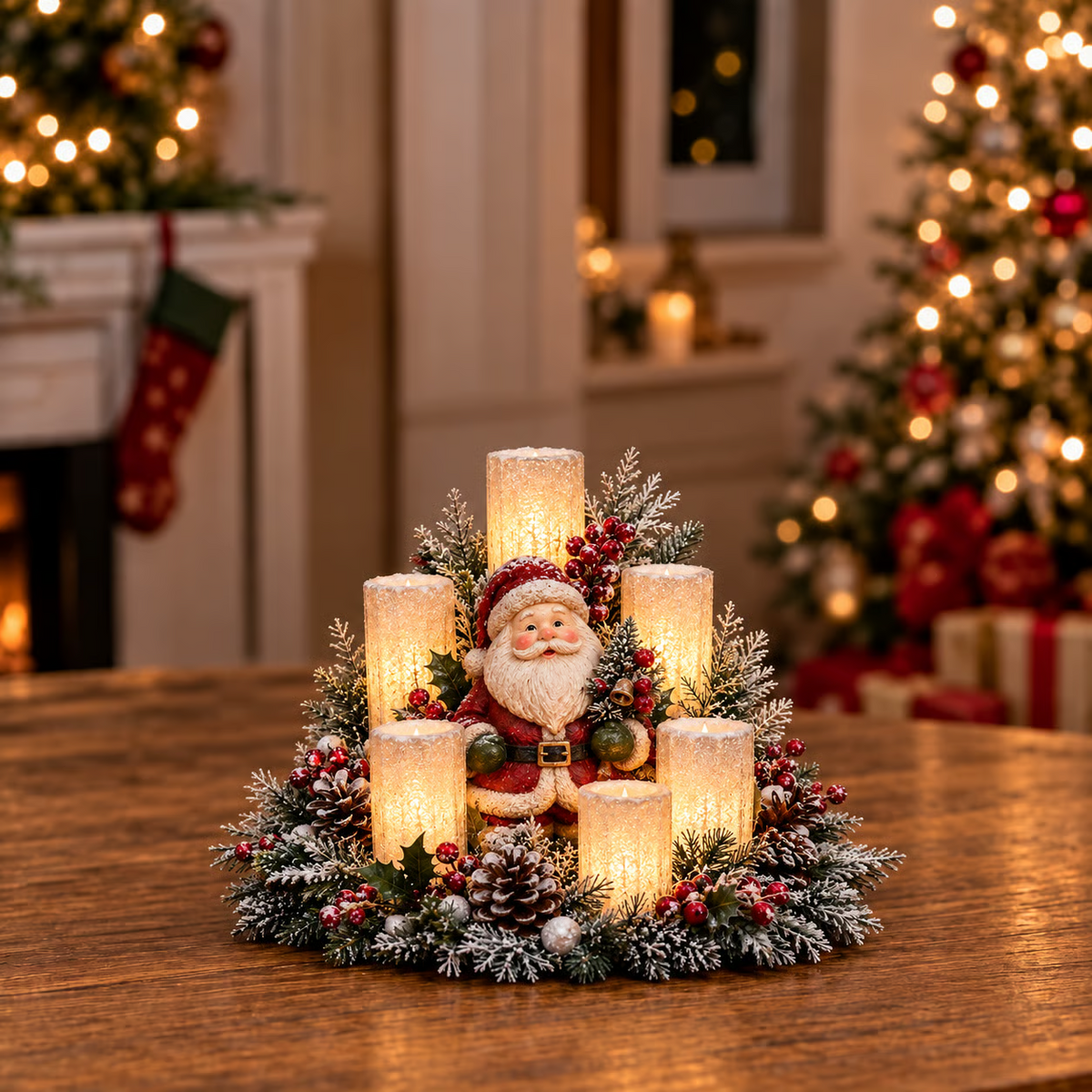 HolidayCenterpiece - Flammefri Jul Lys Ferie Arrangement Midtpunkt Accent